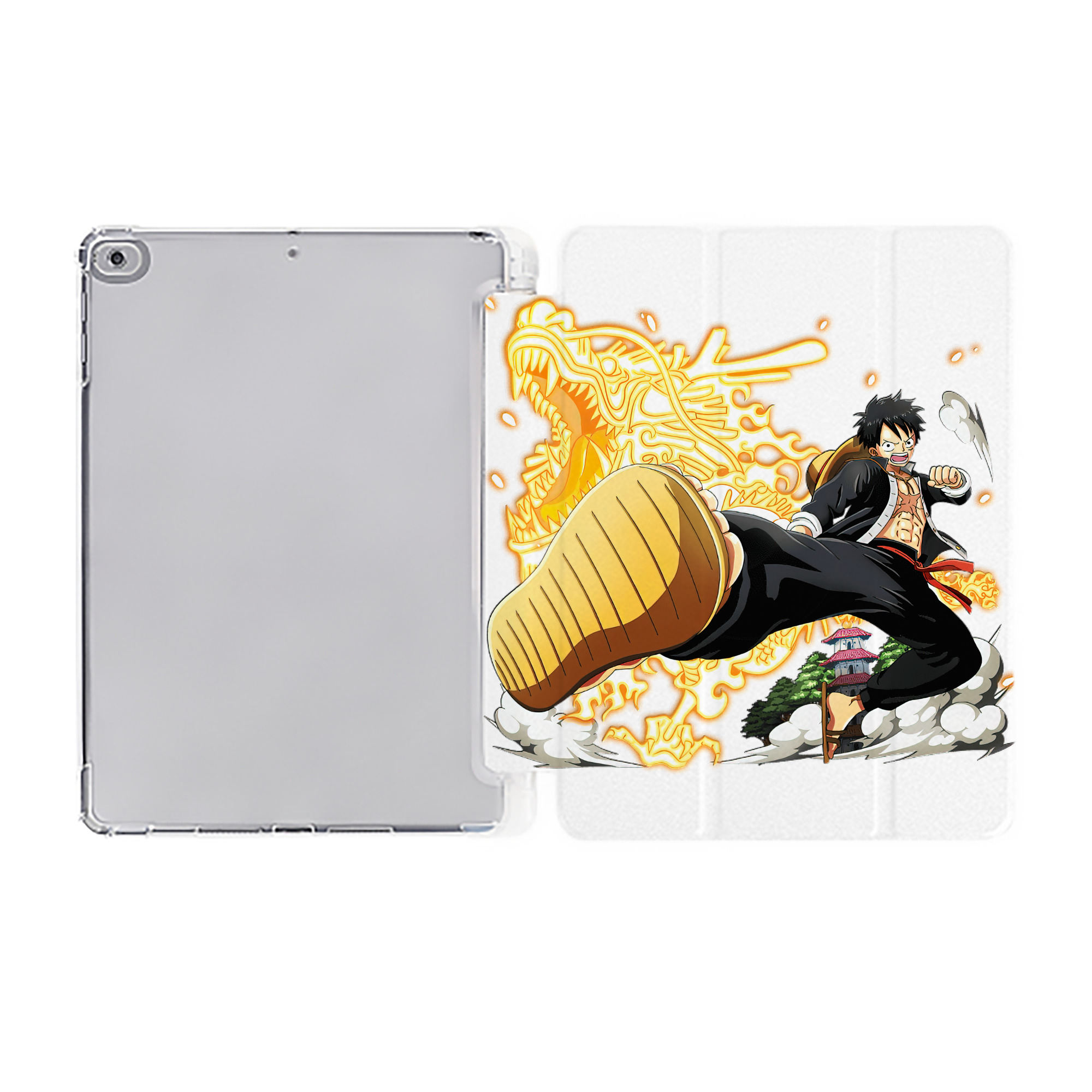 （画像用） ワンピース モンキー・D・ルフィ ONE PIECE Monkey D. Luffy IPad ケース ペン収納付き 三つ折りスタンド PUレザー×シリコン 対応機種9.5/10.5/10.9インチ